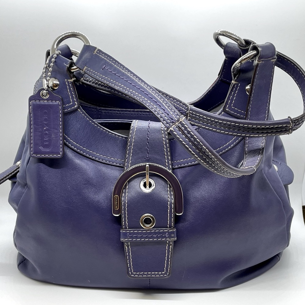 Coach Soho Purple - Plum Hobo Lynn Bag F17219 Leather - 3 Compartments